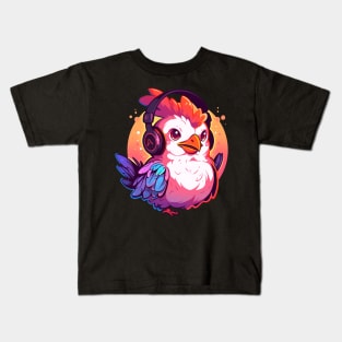 Chicken Headphones Kids T-Shirt